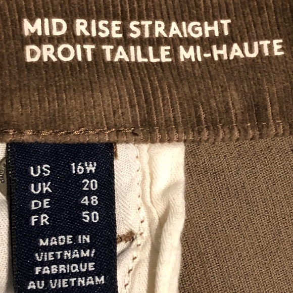 Lands’ End 16W Mid Rise Straight Leg Corduroys Tan - Picture 11 of 13